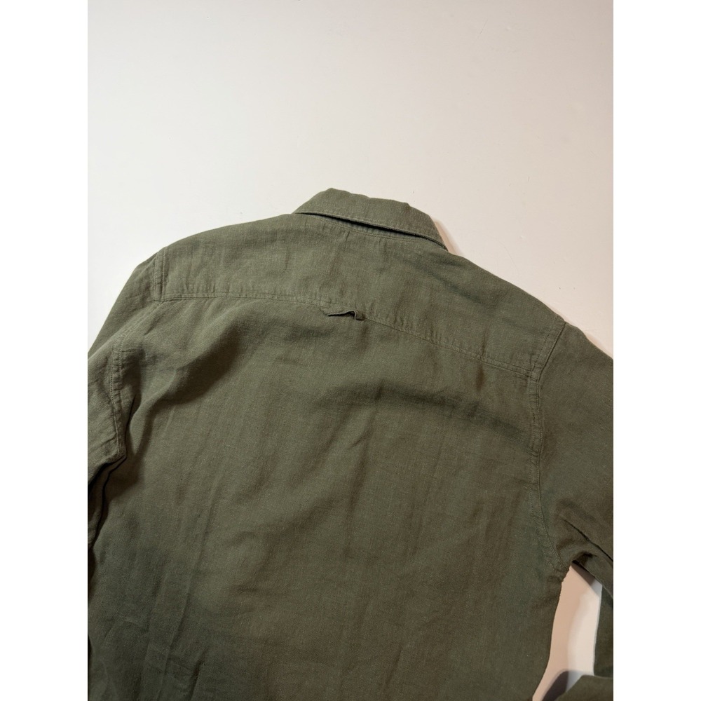Norse Projects Linen Flannel Button Down Shirt Olive Men's Size Small - Picture 6 of 8